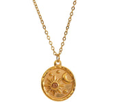 Damenkette mit Anhänger Sonne Mond und Sterne vergoldet