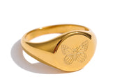 Vergoldeter Ring mit Schmetterling gravur