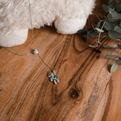 Mädchen Halskette mit Teddy-Bär Anhänger aus 925 Sterling Silber mit blauen Zirkonia Stein