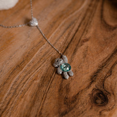 Mädchen Halskette mit Teddy-Bär Anhänger aus 925 Sterling Silber mit blauen Zirkonia Stein