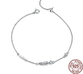 Damen Armband mit zartem Feder Anhänger aus 925 Sterling Silber