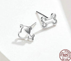 Hund und Knochen Mädchen Ohrstecker 925 Silber