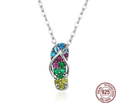 Damen Halskette mit Beach Flip Flop Anhänger aus 925 Sterling Silber