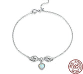 Damen Armband mit Flügel Herz Anhänger aus 925 Sterling Silber