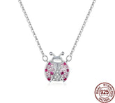 Mädchen Halskette mit Käfer Anhänger 925 Sterling Silber