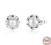 Schlichte Damen Ohrstecker Perle 925 Sterling Silber