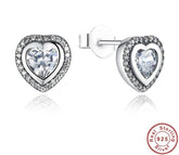 Damen Herz Ohrstecker mit Zirkonia Stein aus 925 Sterling Silber