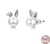 Ohrstecker Hase Perle 925 Sterling Silber