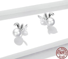Ohrstecker Hase Perle 925 Sterling Silber