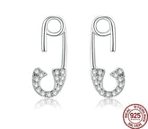 Damen Ohrstecker im Sicherheitsnadel Design 925 Sterling Silber