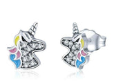 Einhorn Mädchen Ohrringe in 925 Silber