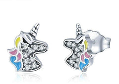 Einhorn Mädchen Ohrringe in 925 Silber