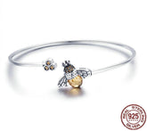 Damen Armreif Biene Kristall Stein 925 Sterling Silber