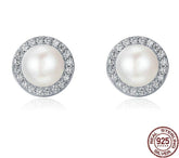 Klassische Damen Ohrstecker mit Perle aus 925 Sterling Silber