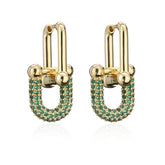 Vintage Design Damen Ohrringe mit grünem Zirkonia Stein, vergoldet