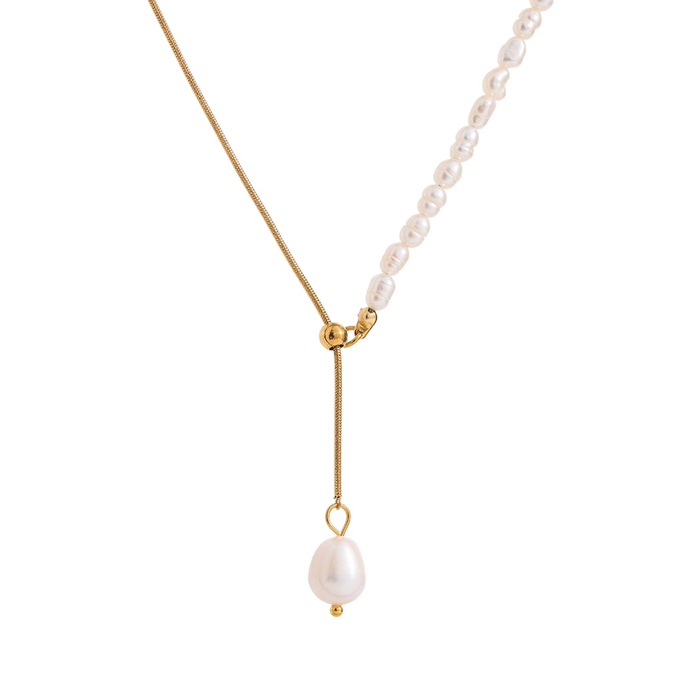 Elegante Perlenkette, vergoldet