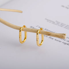 1 Paar Vintage Oval Hoop ,vergoldet