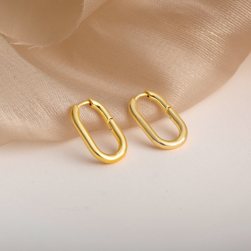 1 Paar Vintage Oval Hoop ,vergoldet