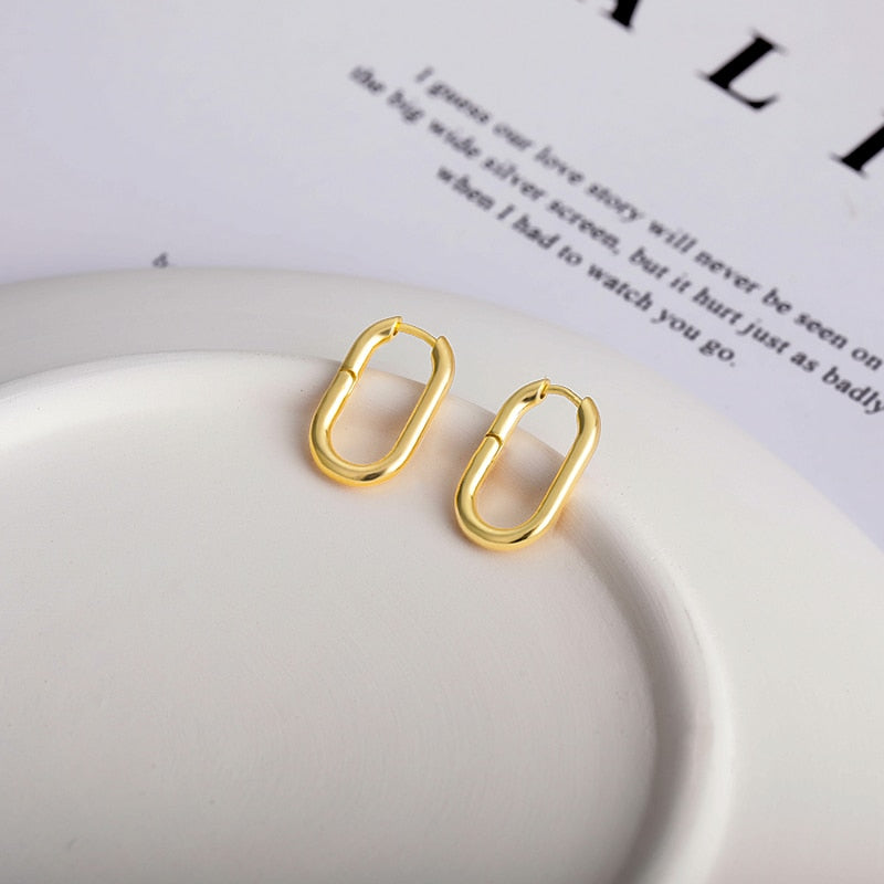 1 Paar Vintage Oval Hoop ,vergoldet