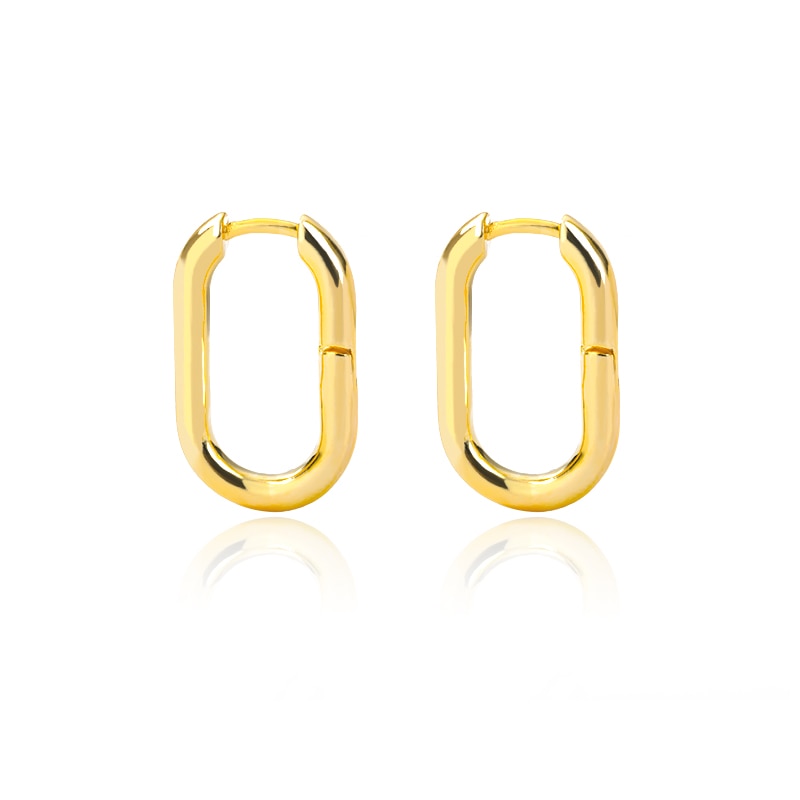 1 Paar Vintage Oval Hoop ,vergoldet