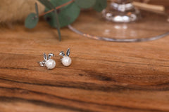 Ohrstecker Hase Perle 925 Sterling Silber