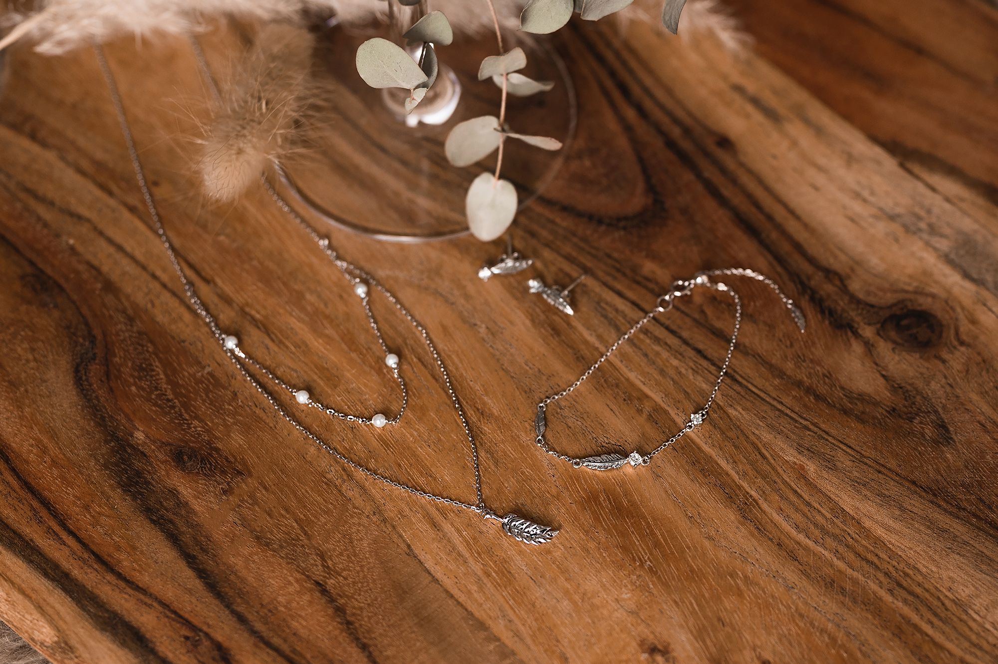 Damen Armband mit zartem Feder Anhänger aus 925 Sterling Silber