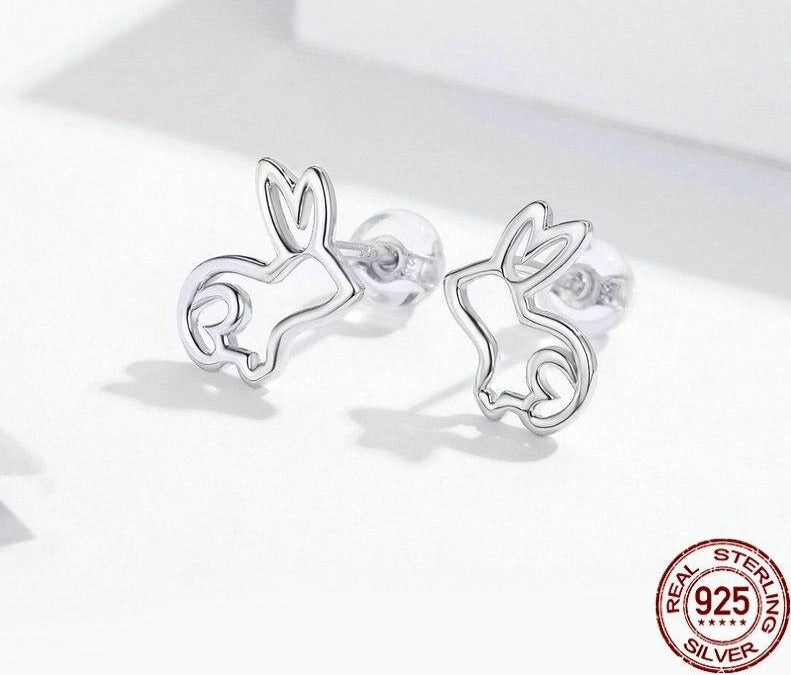 Mädchen Hasen Ohrstecker aus 925 Sterling Silber