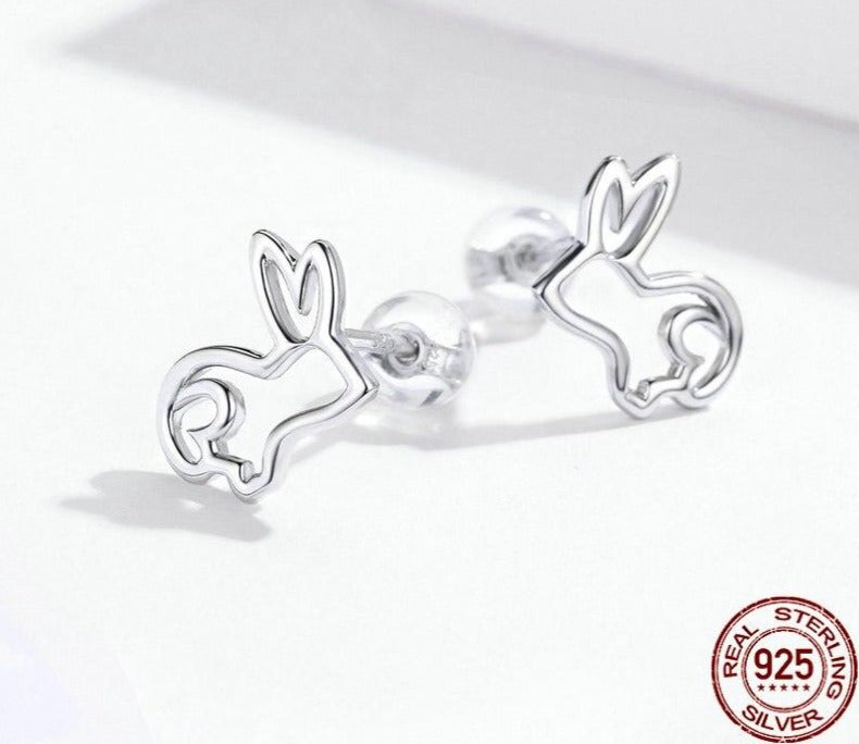 Mädchen Hasen Ohrstecker aus 925 Sterling Silber