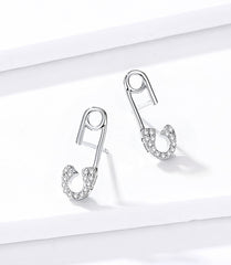 Damen Ohrstecker im Sicherheitsnadel Design 925 Sterling Silber