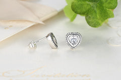 Damen Herz Ohrstecker mit Zirkonia Stein aus 925 Sterling Silber