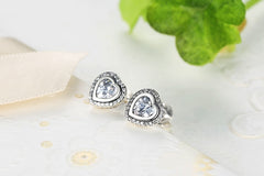Damen Herz Ohrstecker mit Zirkonia Stein aus 925 Sterling Silber