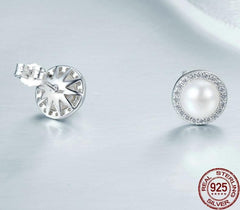 Klassische Damen Ohrstecker mit Perle aus 925 Sterling Silber