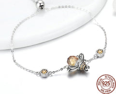 Zarter Damen Armband mit Bienen Anhänger 925 Sterling Silber