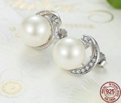 Damen Ohrstecker mit Perle aus 925 Sterling Silber