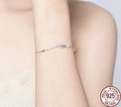 Damen Armband mit zartem Feder Anhänger aus 925 Sterling Silber