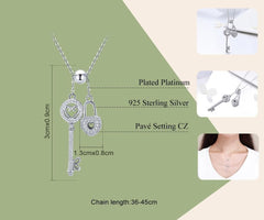 Damen Halskette mit Schloss und Schlüssel Anhänger 925 Sterling Silber