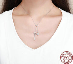 Damen Halskette mit Schloss und Schlüssel Anhänger 925 Sterling Silber