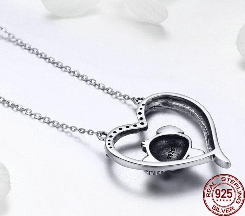 Mädchen Halskette 38-45cm mit Koala Herz Anhänger 925 Sterling Silber