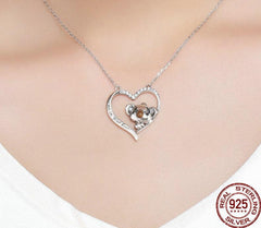 Mädchen Halskette 38-45cm mit Koala Herz Anhänger 925 Sterling Silber