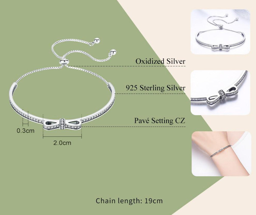 Damen Armband mit Schleife 925 Sterling Silber