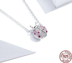 Mädchen Halskette mit Käfer Anhänger 925 Sterling Silber