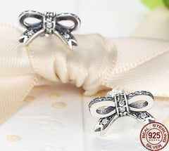 Damen Ohrstecker Schleife 925 Sterling Silber mit Zirkonia Stein