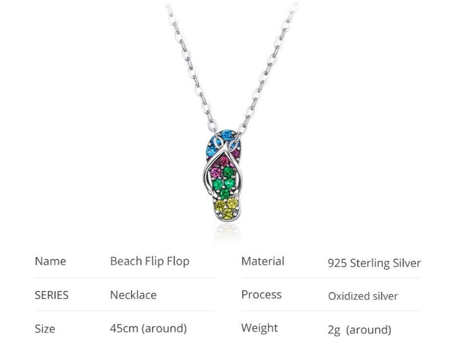 Damen Halskette mit Beach Flip Flop Anhänger aus 925 Sterling Silber