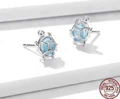 Mädchen Ohrstecker Schildkröte 925 Sterling Silber mit Zirkonia Stein