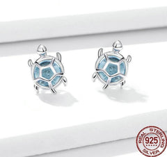 Mädchen Ohrstecker Schildkröte 925 Sterling Silber mit Zirkonia Stein