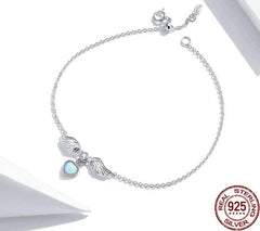 Damen Armband mit Flügel Herz Anhänger aus 925 Sterling Silber