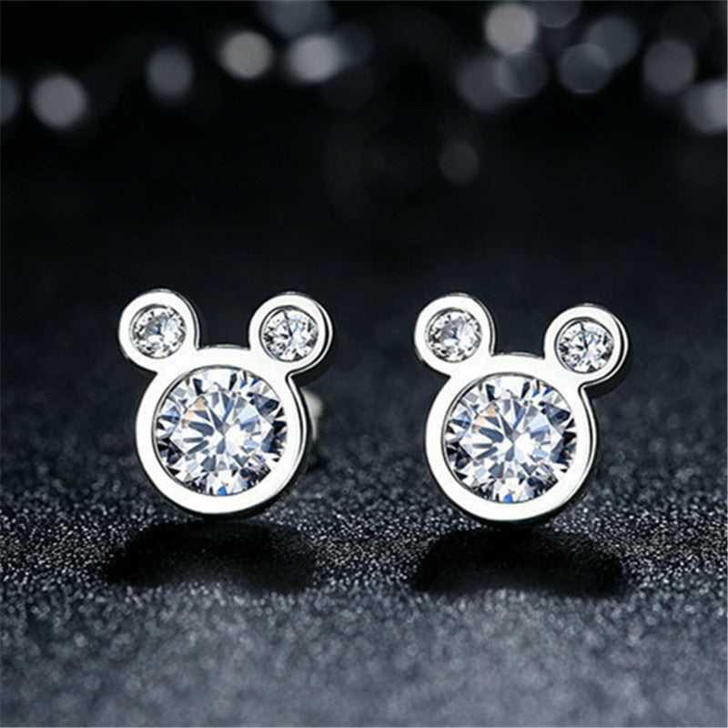 Mickey Ohrstecker aus 925 Sterling Silber mit Zirkonia Stein