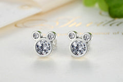 Mickey Ohrstecker aus 925 Sterling Silber mit Zirkonia Stein