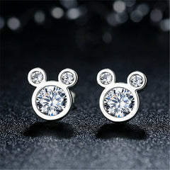 Mickey Ohrstecker aus 925 Sterling Silber mit Zirkonia Stein