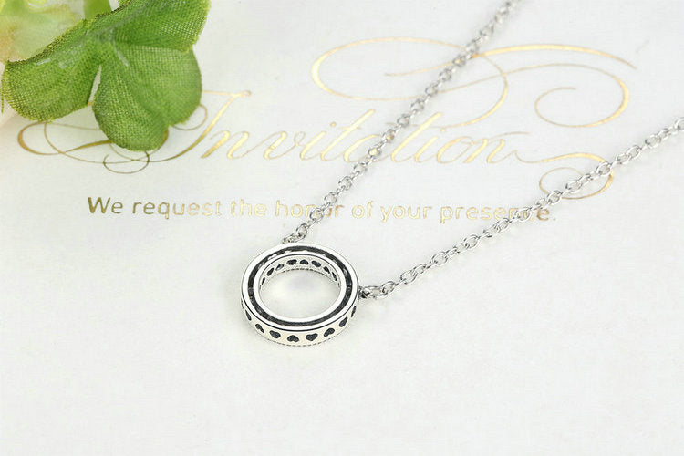 Damen Halskette Kreis 925 Sterling Silber